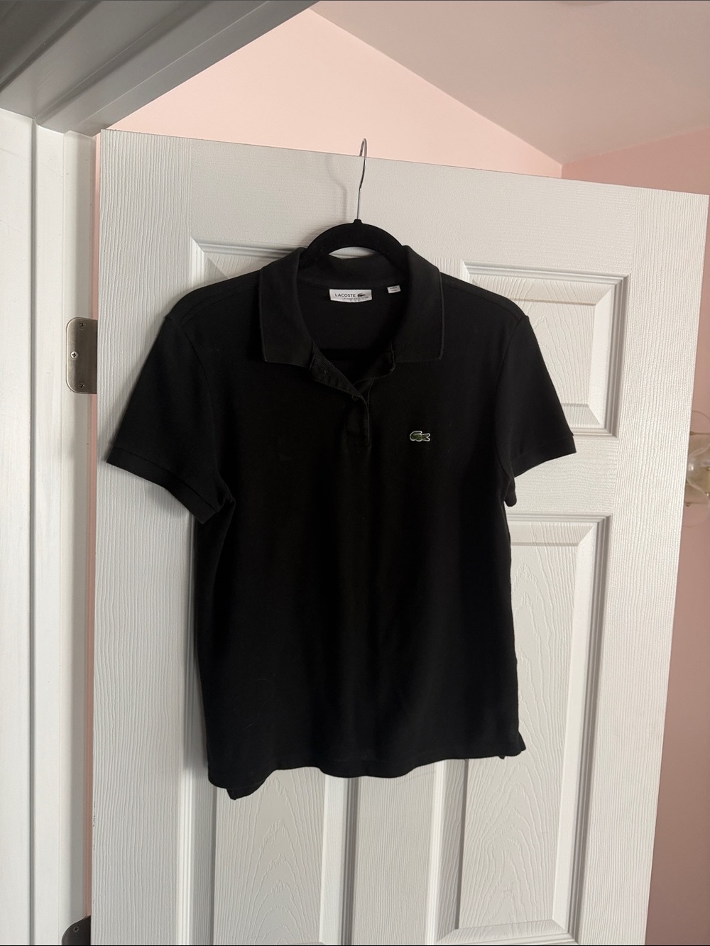 Lacoste Black Polo with Green Crocodile Patch